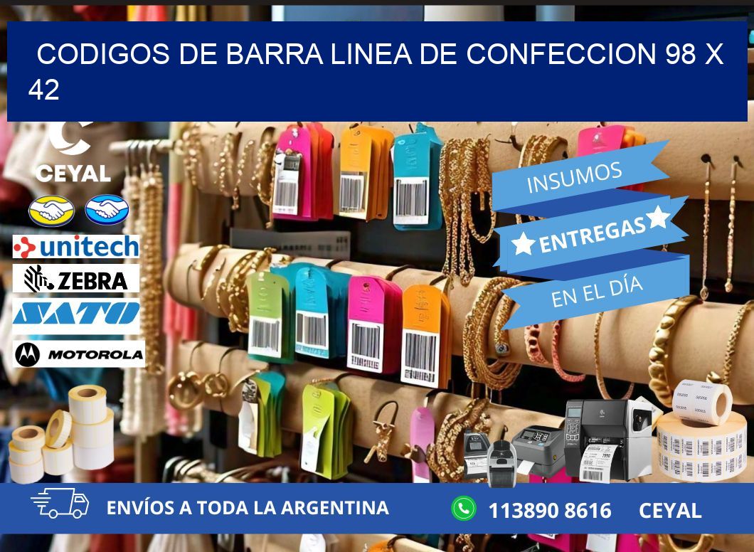 CODIGOS DE BARRA LINEA DE CONFECCION 98 x 42