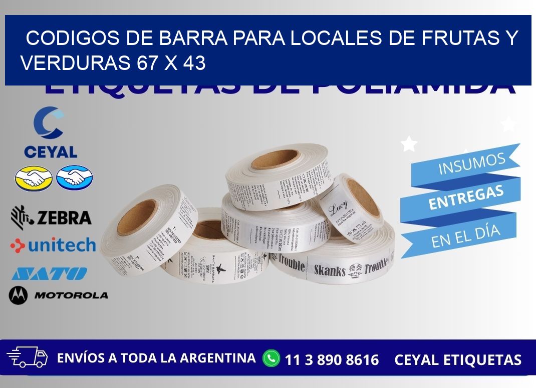 CODIGOS DE BARRA PARA LOCALES DE FRUTAS Y VERDURAS 67 x 43