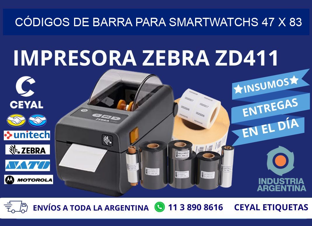 CÓDIGOS DE BARRA PARA SMARTWATCHS 47 x 83