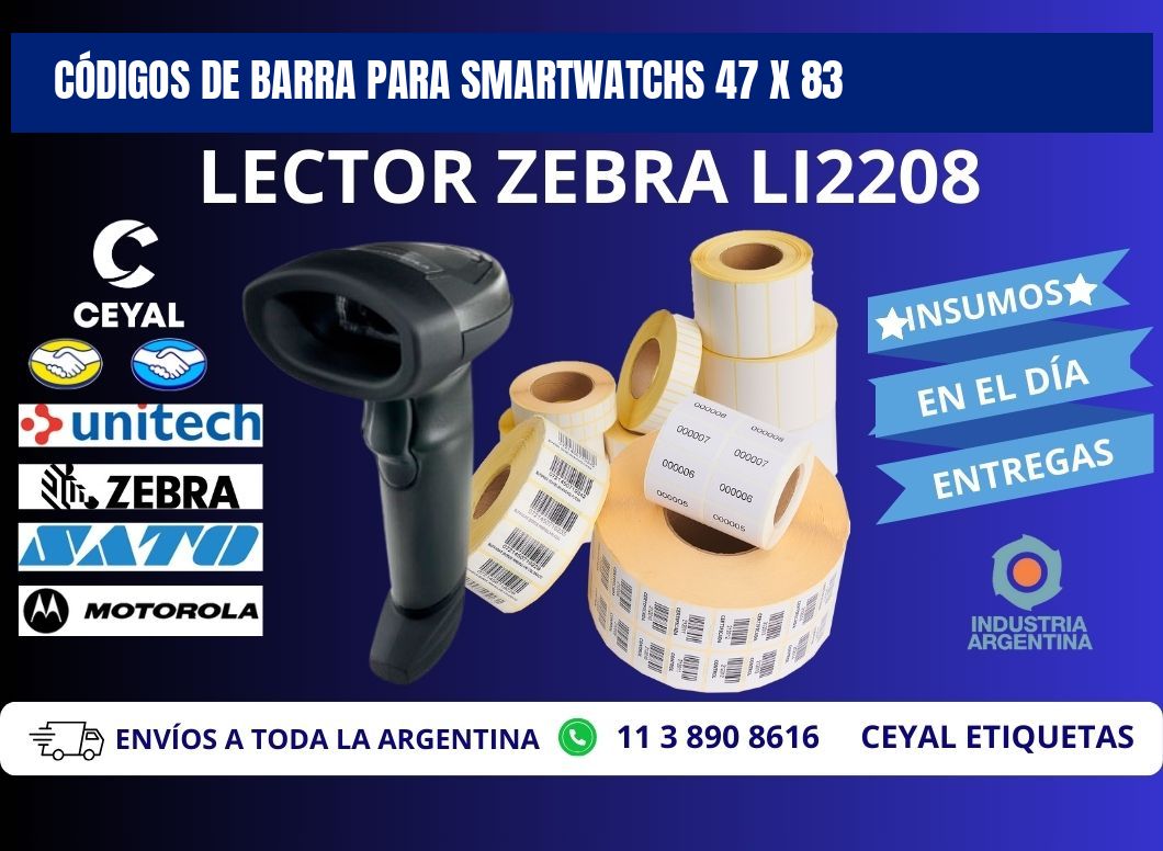 CÓDIGOS DE BARRA PARA SMARTWATCHS 47 x 83