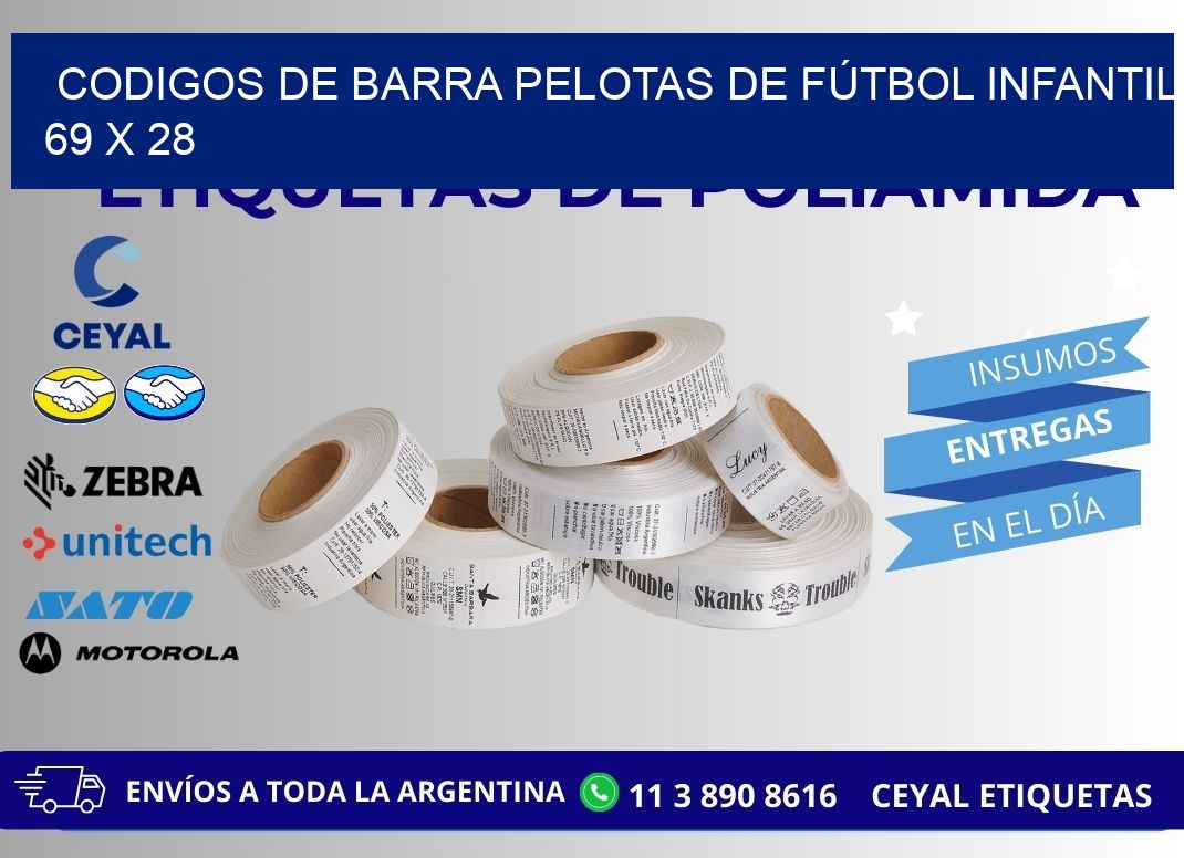CODIGOS DE BARRA PELOTAS DE FÚTBOL INFANTIL 69 x 28