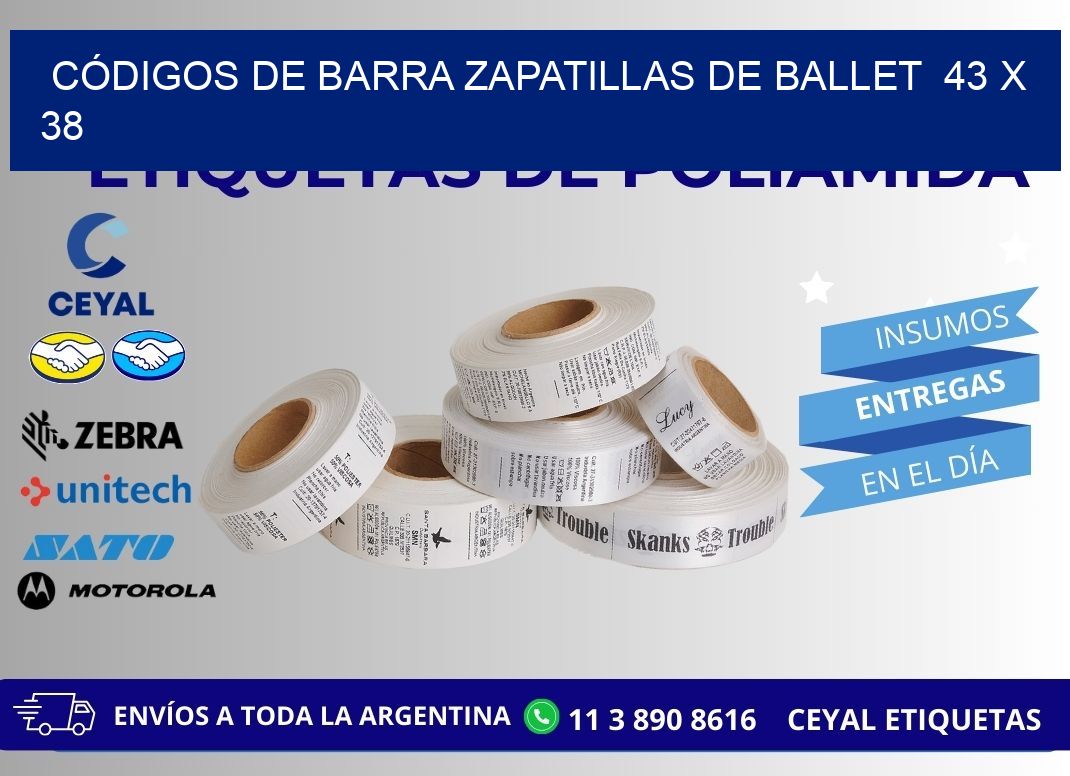 CÓDIGOS DE BARRA ZAPATILLAS DE BALLET  43 x 38