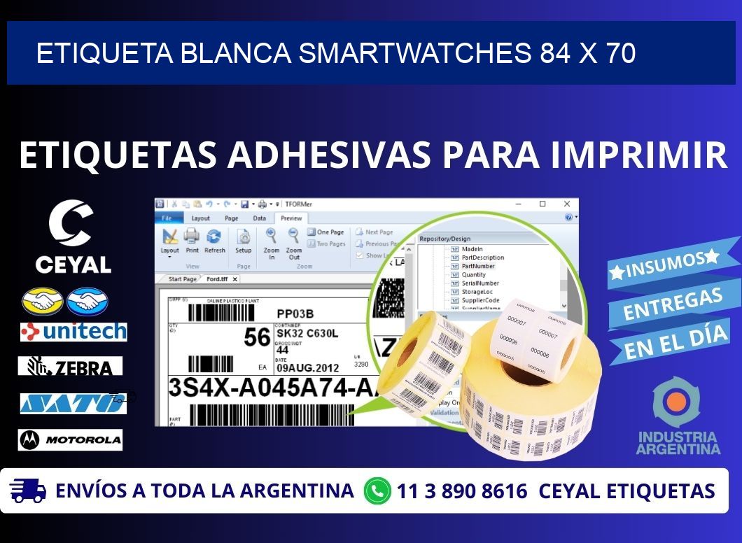 ETIQUETA BLANCA SMARTWATCHES 84 x 70