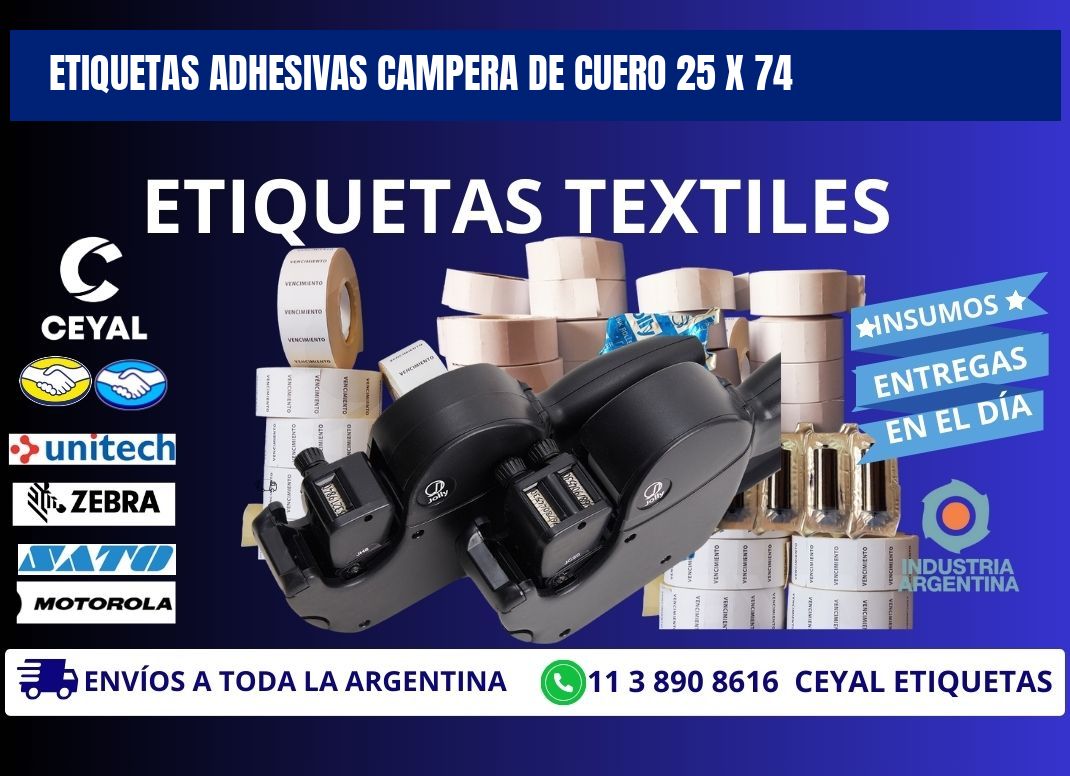 ETIQUETAS ADHESIVAS CAMPERA DE CUERO 25 x 74