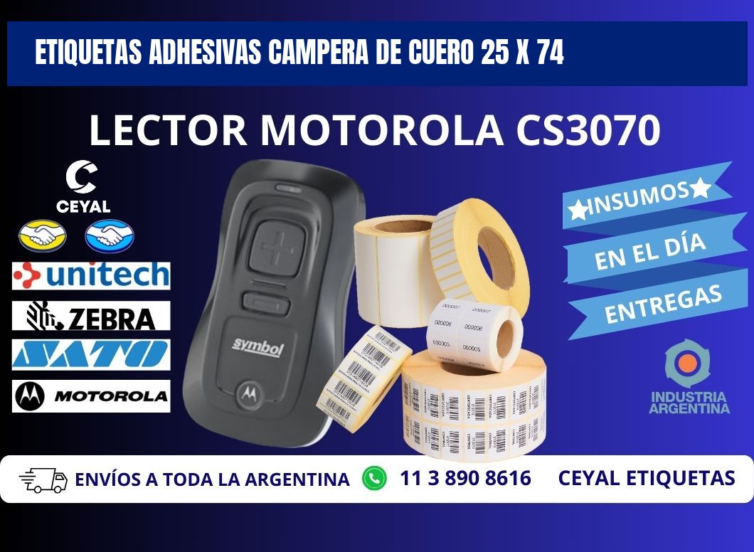 ETIQUETAS ADHESIVAS CAMPERA DE CUERO 25 x 74