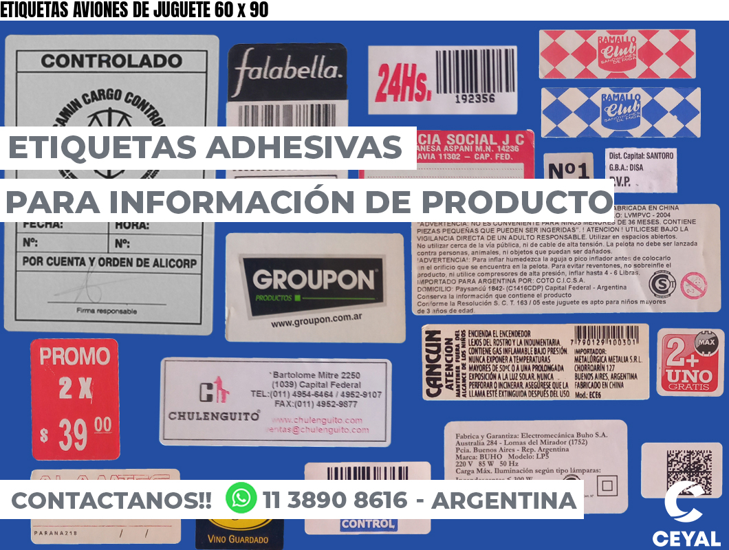 ETIQUETAS AVIONES DE JUGUETE 60 x 90