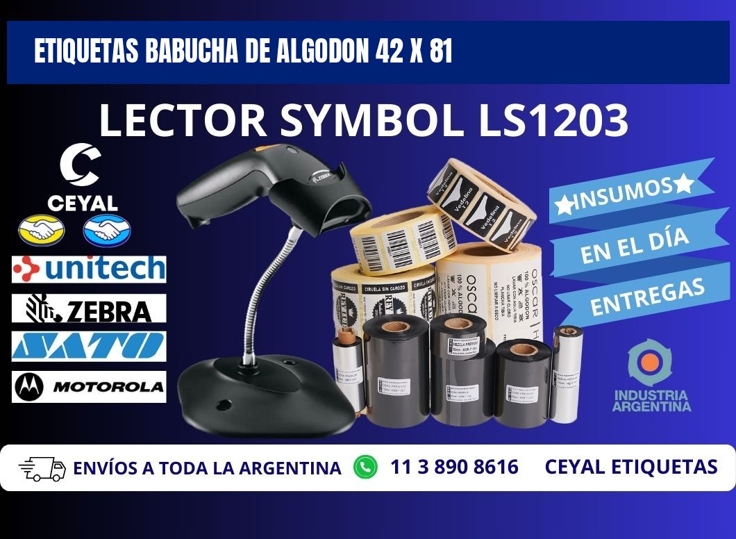 ETIQUETAS BABUCHA DE ALGODON 42 x 81