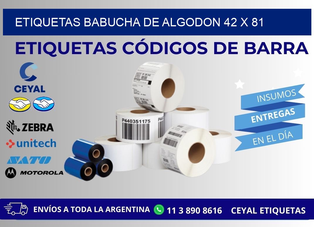 ETIQUETAS BABUCHA DE ALGODON 42 x 81