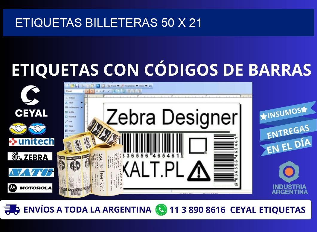 ETIQUETAS BILLETERAS 50 x 21