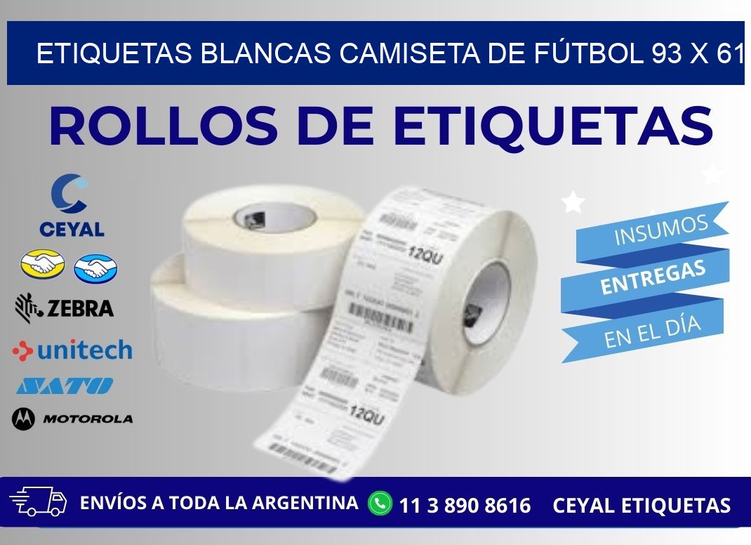 ETIQUETAS BLANCAS CAMISETA DE FÚTBOL 93 x 61