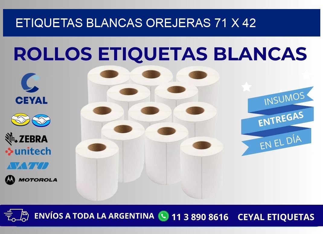 ETIQUETAS BLANCAS OREJERAS 71 x 42