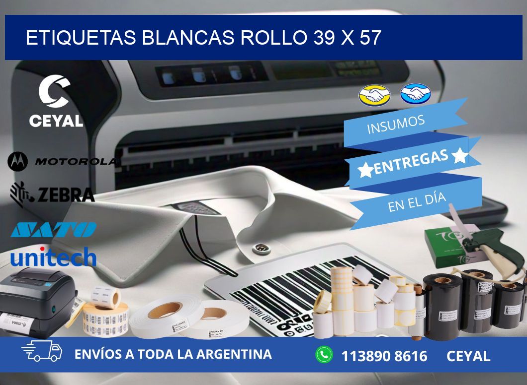 ETIQUETAS BLANCAS ROLLO 39 x 57