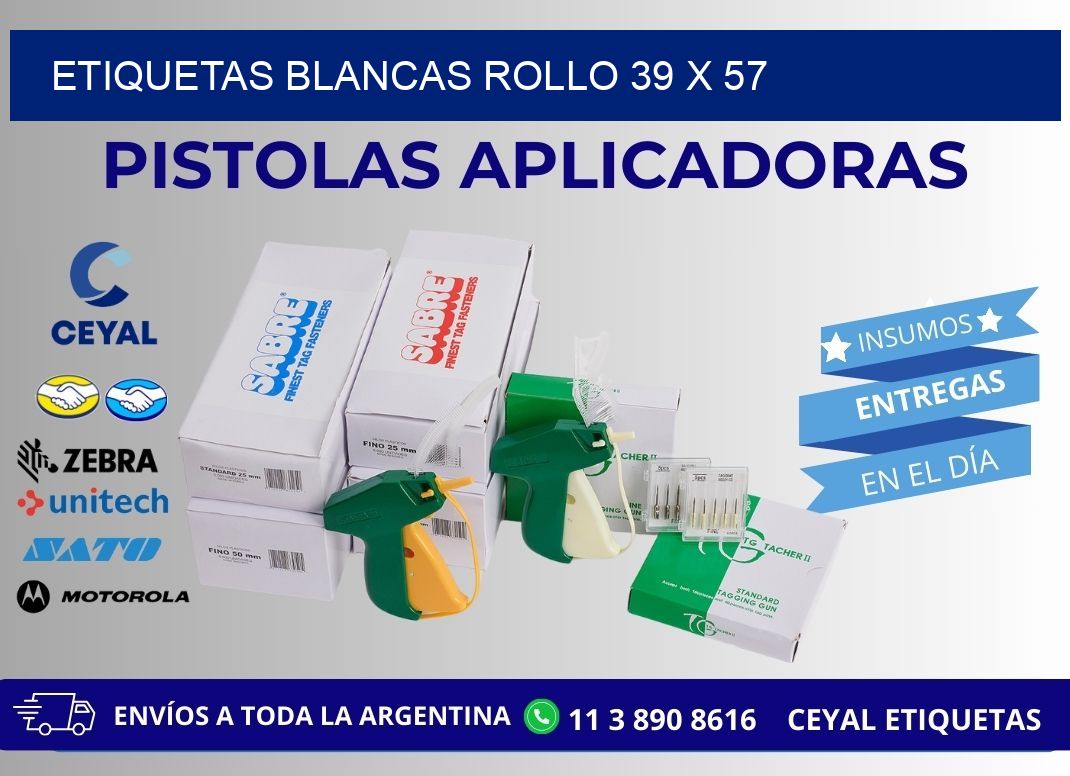 ETIQUETAS BLANCAS ROLLO 39 x 57