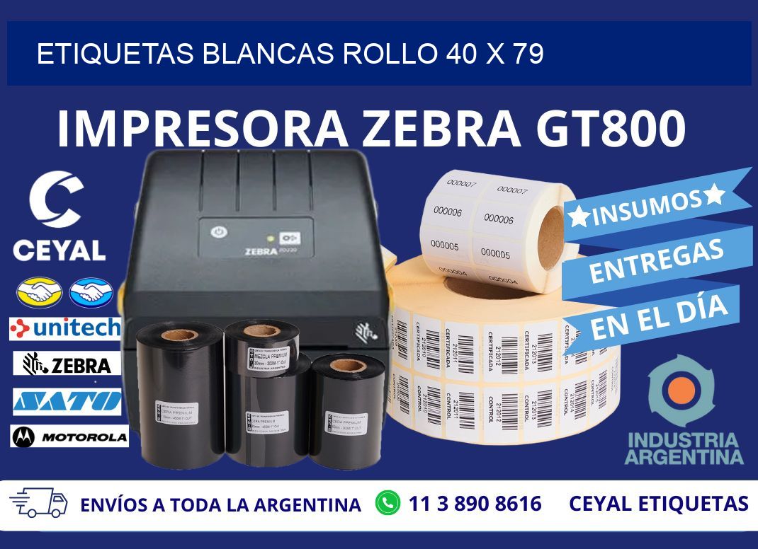 ETIQUETAS BLANCAS ROLLO 40 x 79