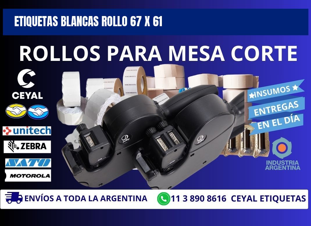 ETIQUETAS BLANCAS ROLLO 67 x 61