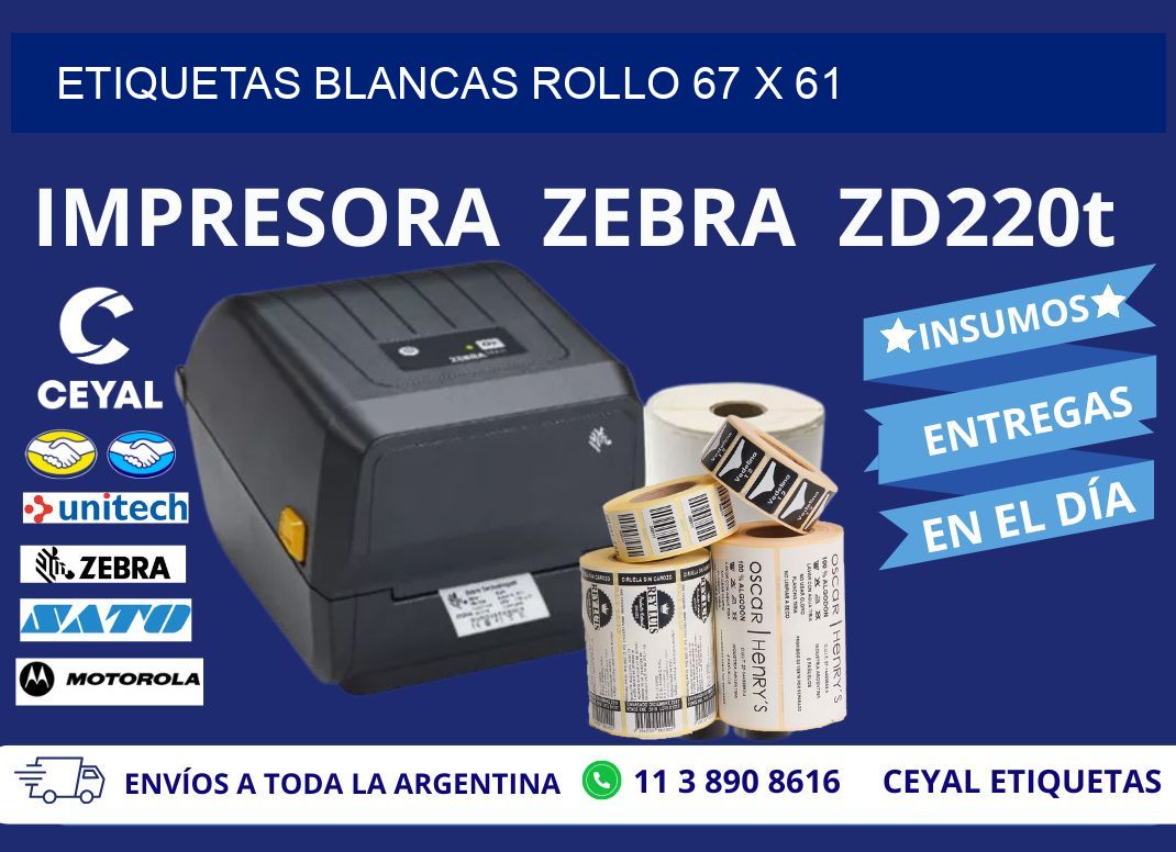 ETIQUETAS BLANCAS ROLLO 67 x 61