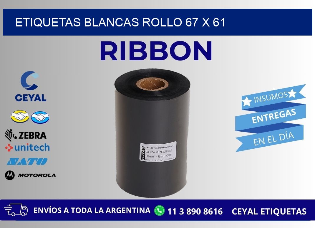 ETIQUETAS BLANCAS ROLLO 67 x 61