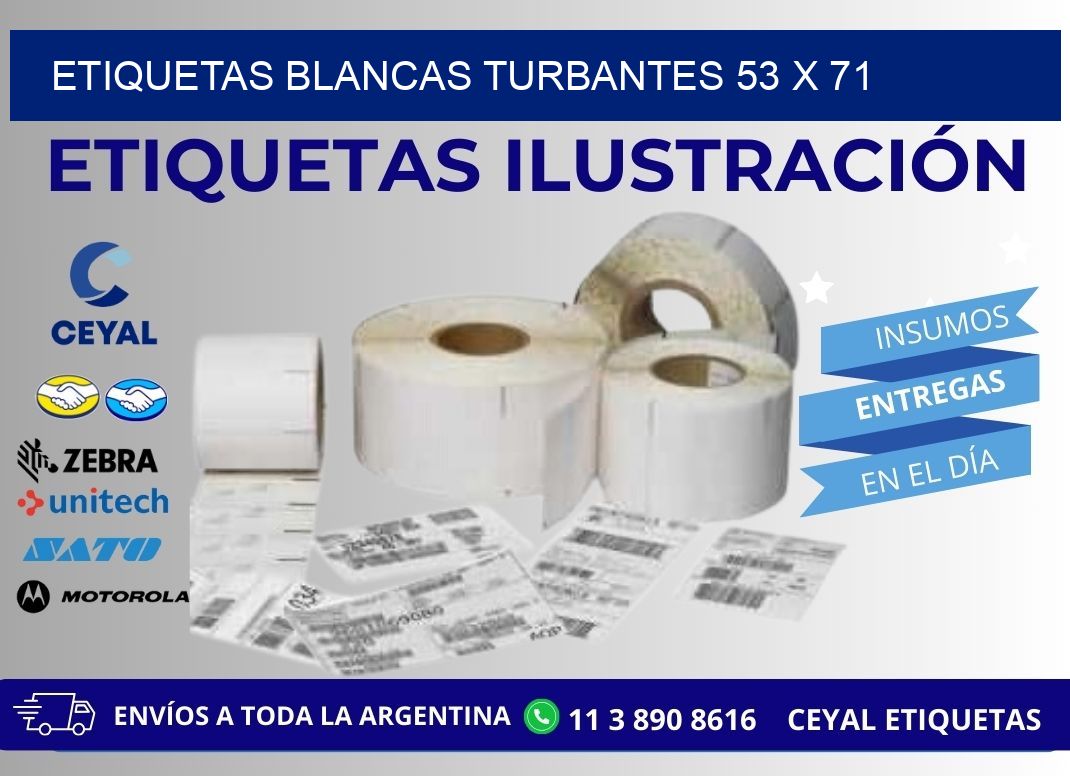 ETIQUETAS BLANCAS TURBANTES 53 x 71