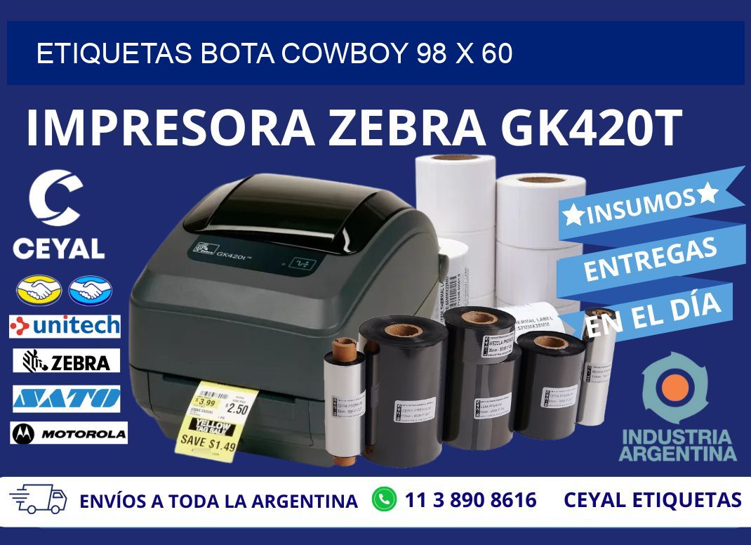 ETIQUETAS BOTA COWBOY 98 x 60