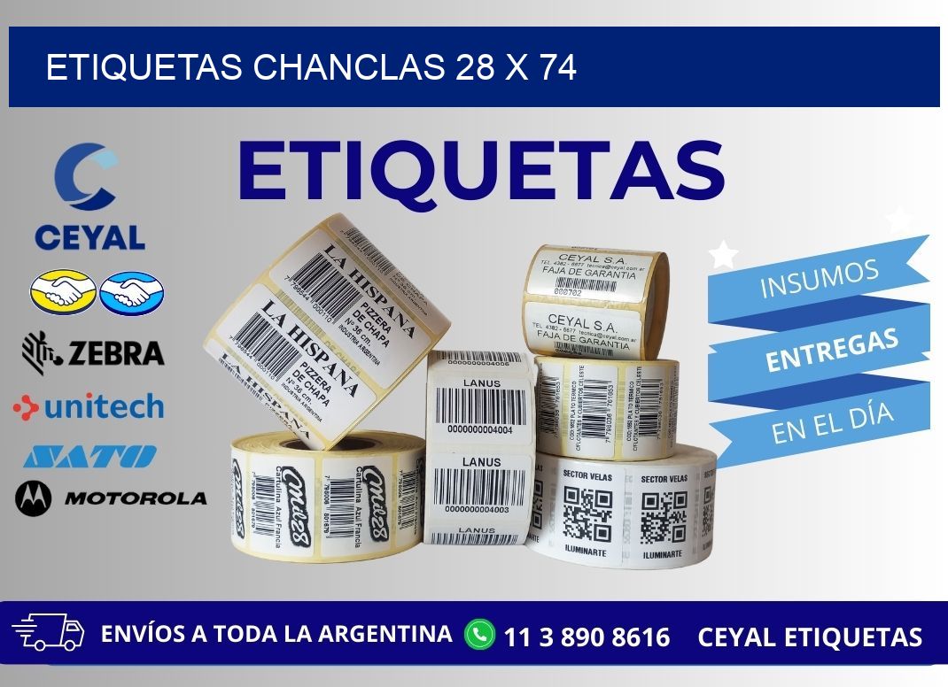ETIQUETAS CHANCLAS 28 x 74