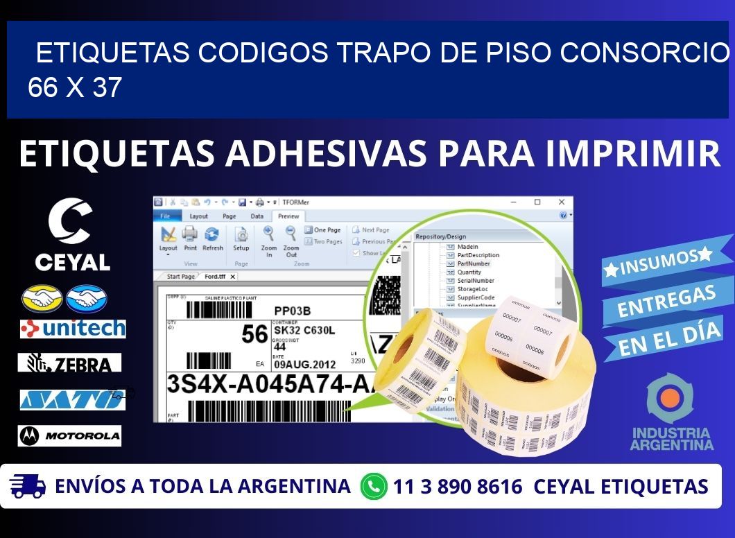 ETIQUETAS CODIGOS TRAPO DE PISO CONSORCIO 66 x 37