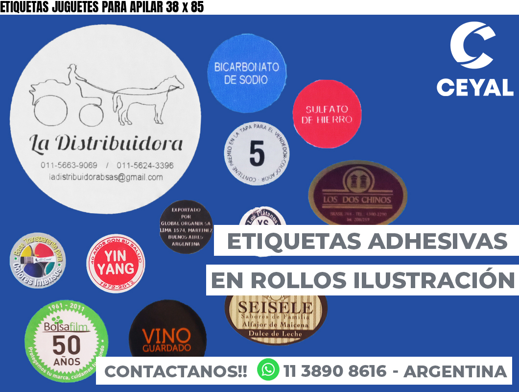 ETIQUETAS JUGUETES PARA APILAR 38 x 85