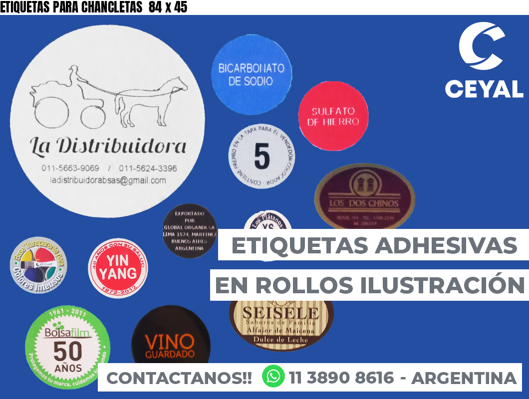 ETIQUETAS PARA CHANCLETAS  84 x 45