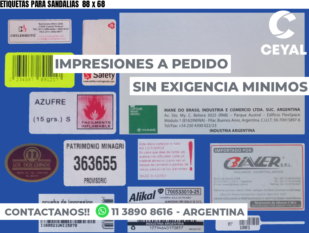 ETIQUETAS PARA SANDALIAS  88 x 68