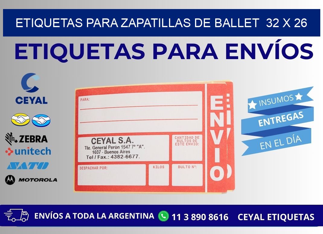 ETIQUETAS PARA ZAPATILLAS DE BALLET  32 x 26