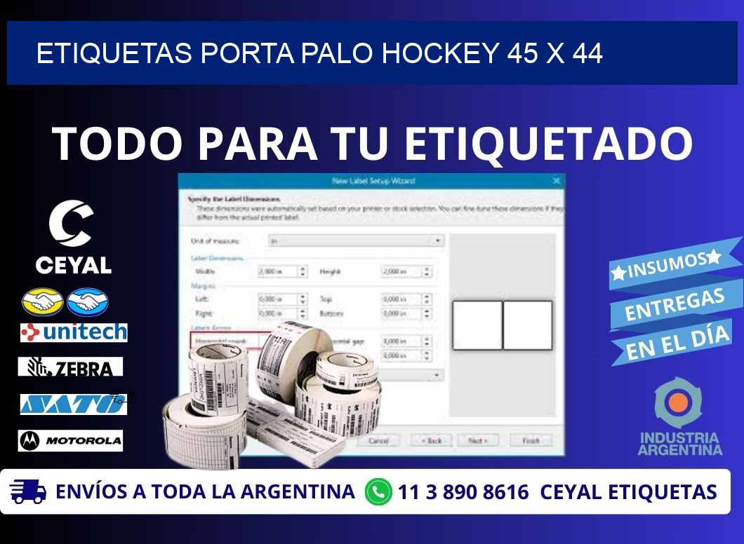 ETIQUETAS PORTA PALO HOCKEY 45 x 44