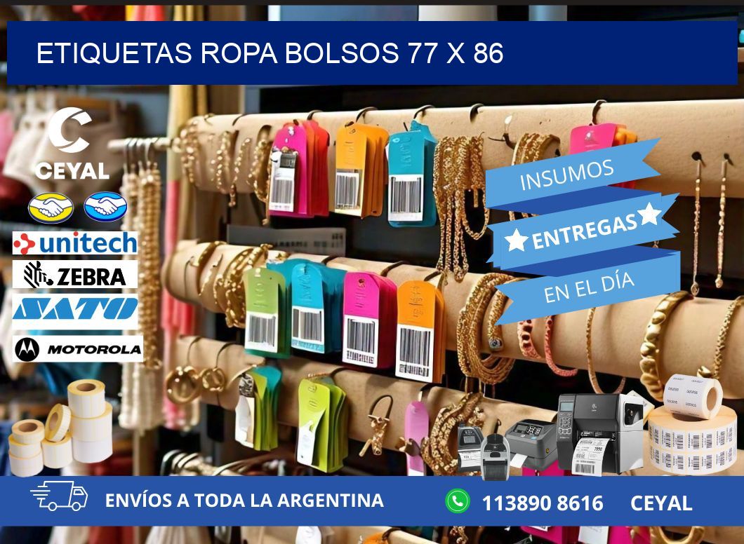 ETIQUETAS ROPA BOLSOS 77 x 86