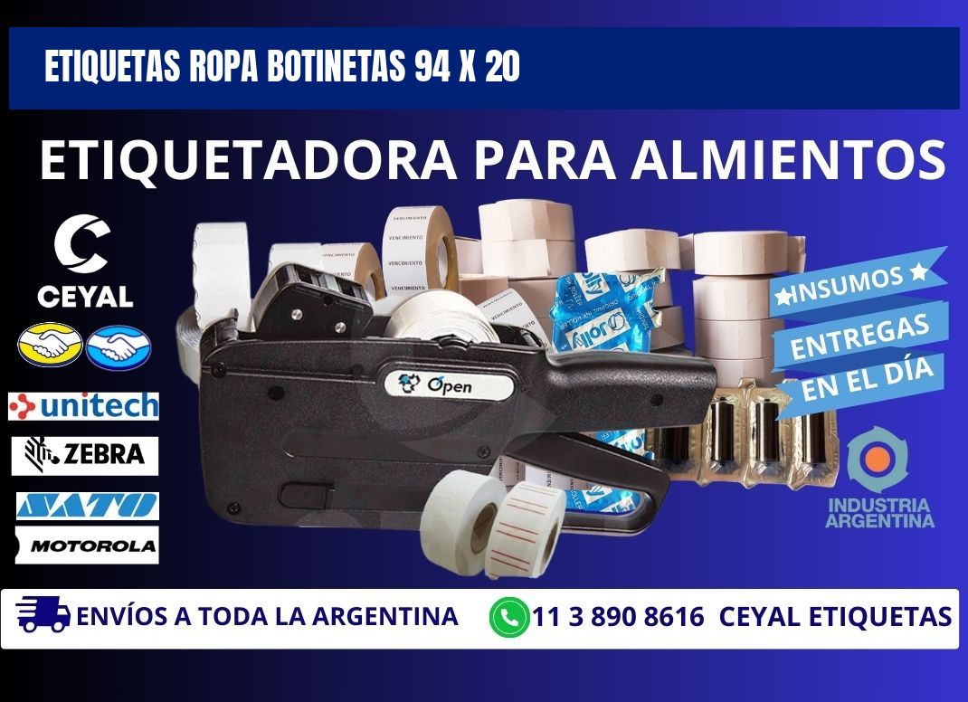 ETIQUETAS ROPA BOTINETAS 94 x 20