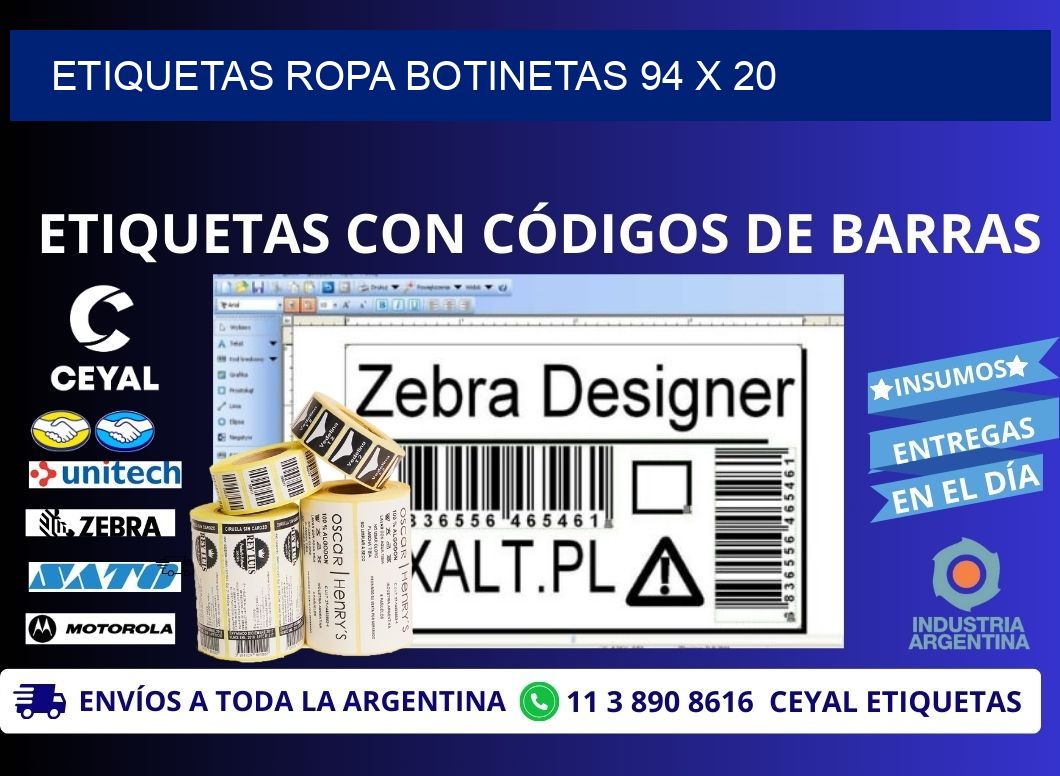 ETIQUETAS ROPA BOTINETAS 94 x 20