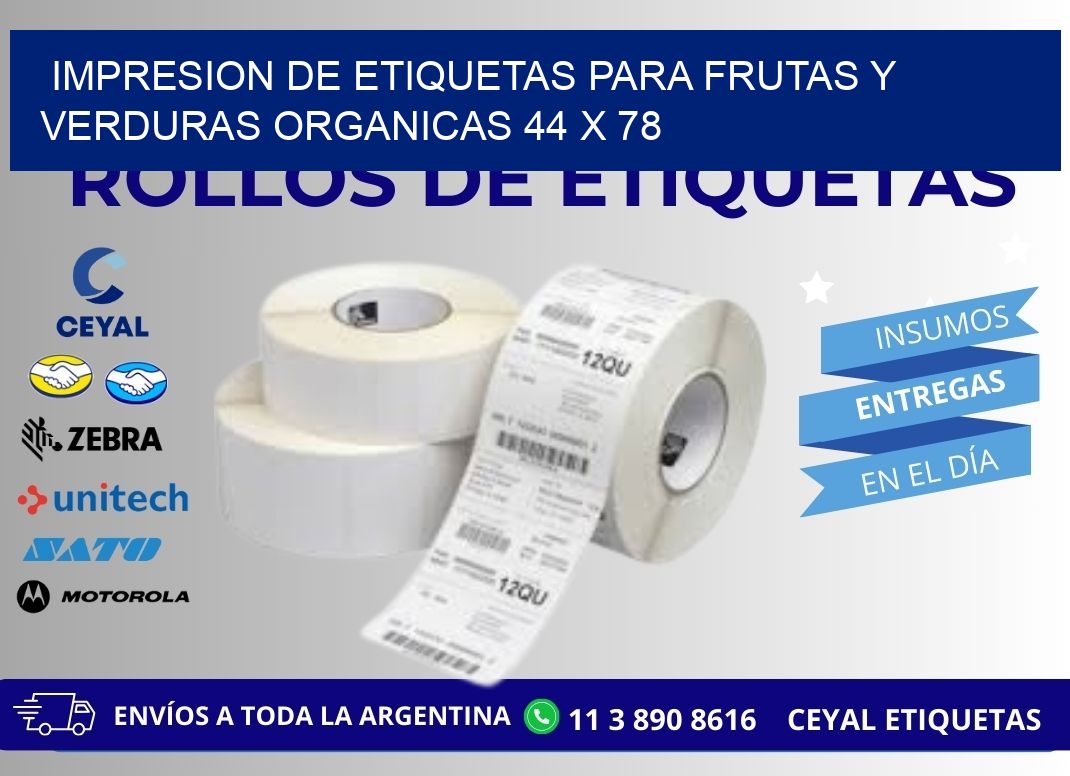 IMPRESION DE ETIQUETAS PARA FRUTAS Y VERDURAS ORGANICAS 44 x 78