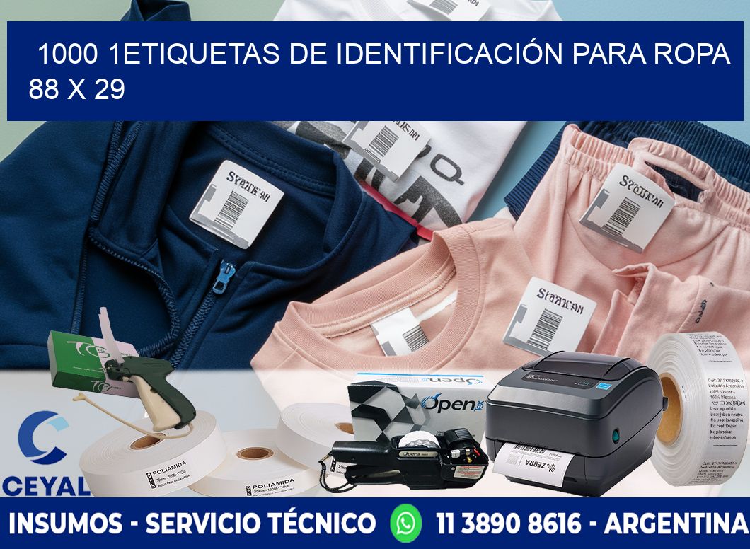 1000 1ETIQUETAS DE IDENTIFICACIÓN PARA ROPA 88 x 29