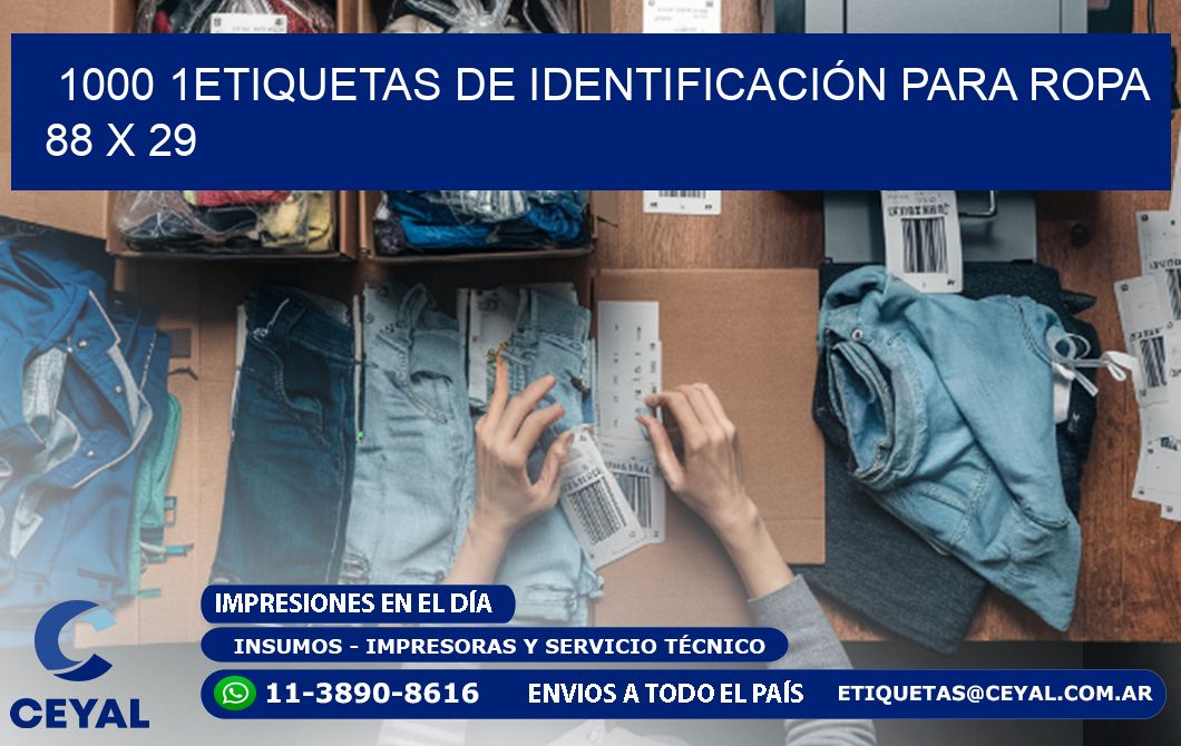 1000 1ETIQUETAS DE IDENTIFICACIÓN PARA ROPA 88 x 29