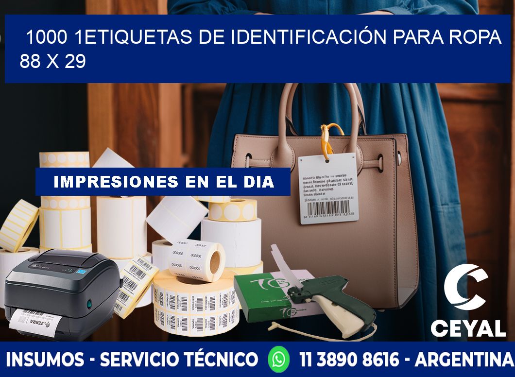 1000 1ETIQUETAS DE IDENTIFICACIÓN PARA ROPA 88 x 29