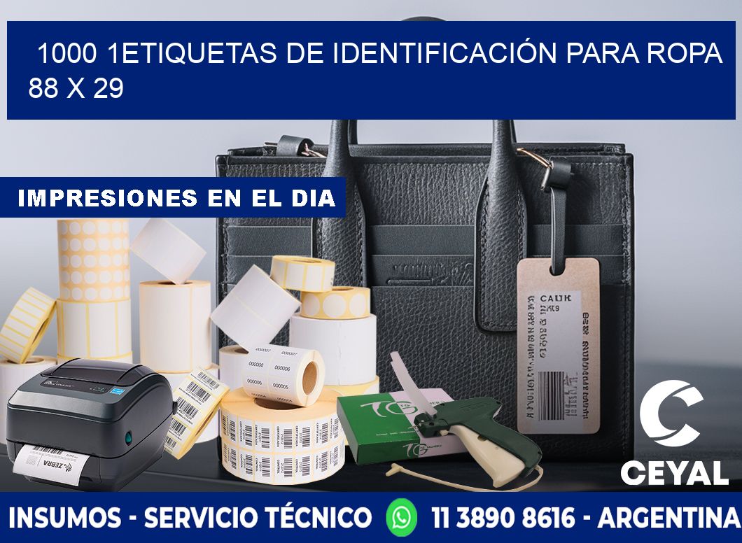 1000 1ETIQUETAS DE IDENTIFICACIÓN PARA ROPA 88 x 29