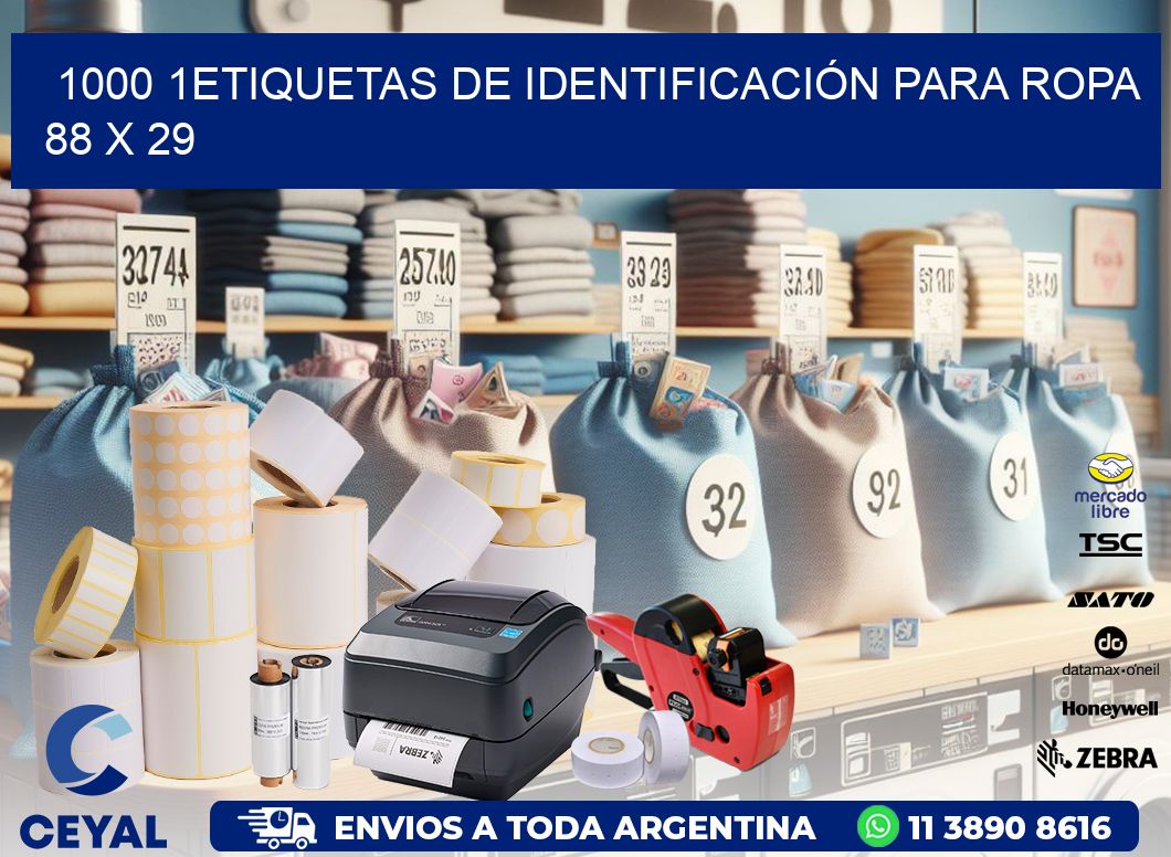 1000 1ETIQUETAS DE IDENTIFICACIÓN PARA ROPA 88 x 29