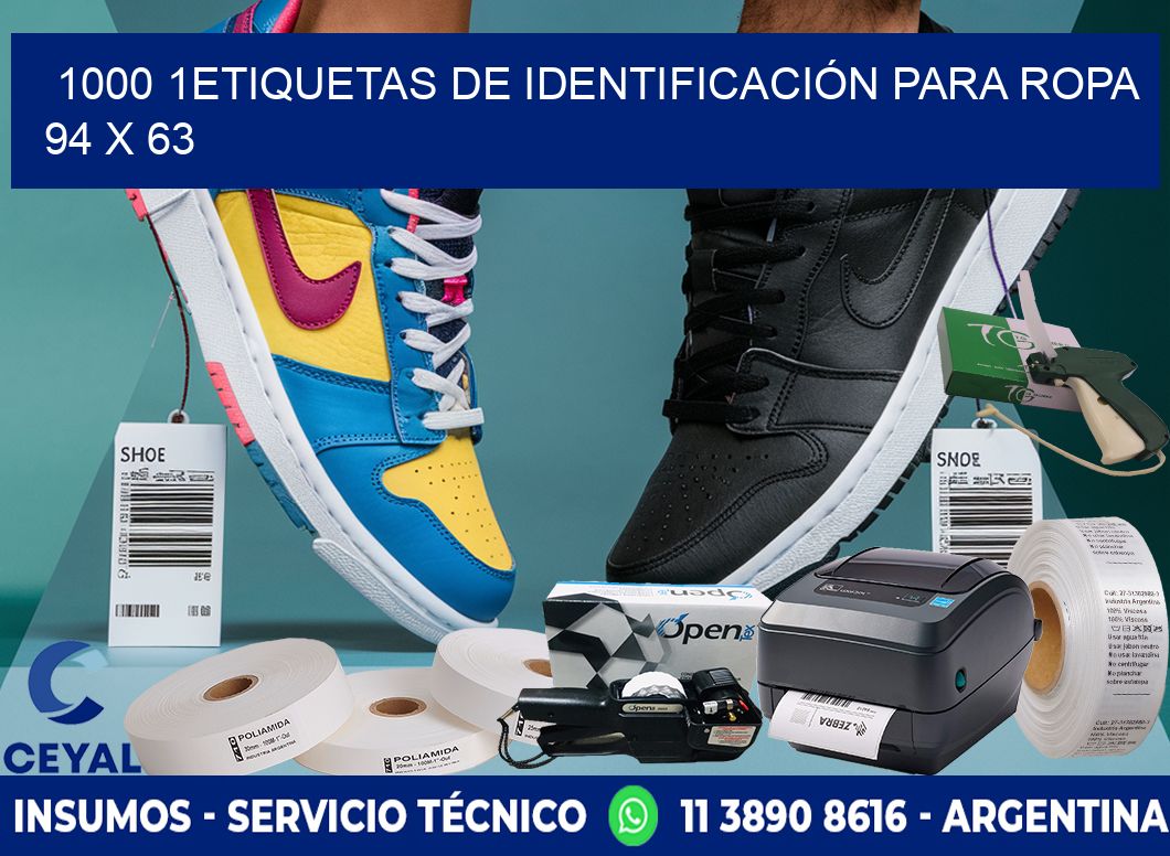 1000 1ETIQUETAS DE IDENTIFICACIÓN PARA ROPA 94 x 63