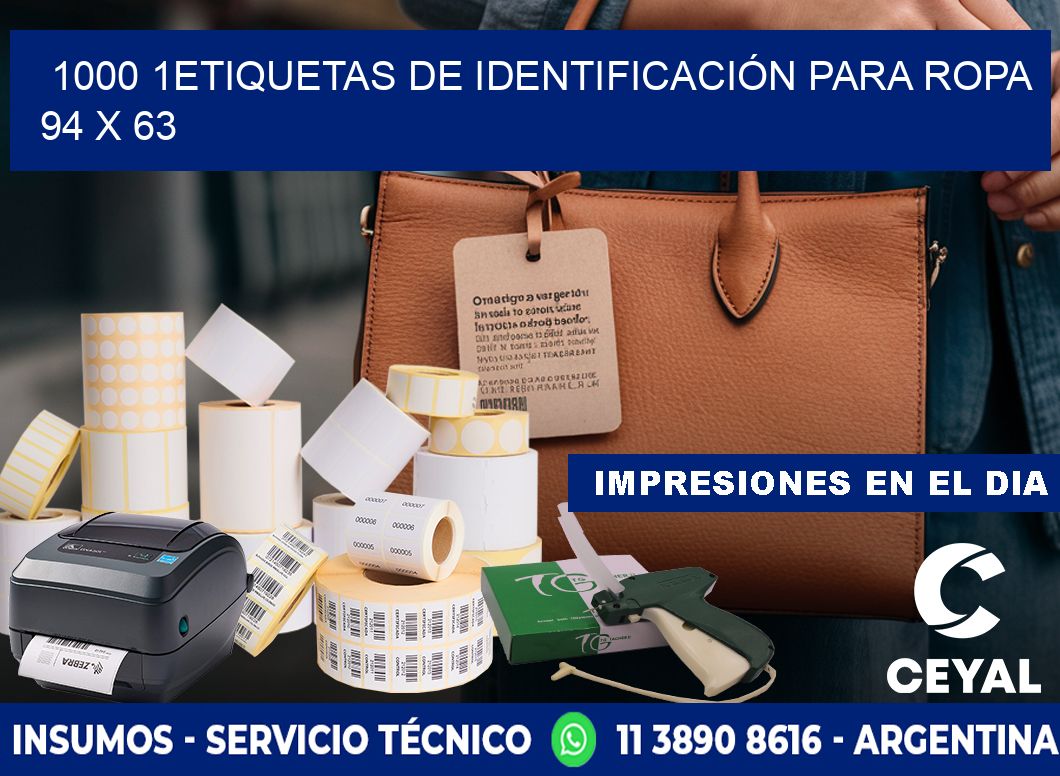 1000 1ETIQUETAS DE IDENTIFICACIÓN PARA ROPA 94 x 63