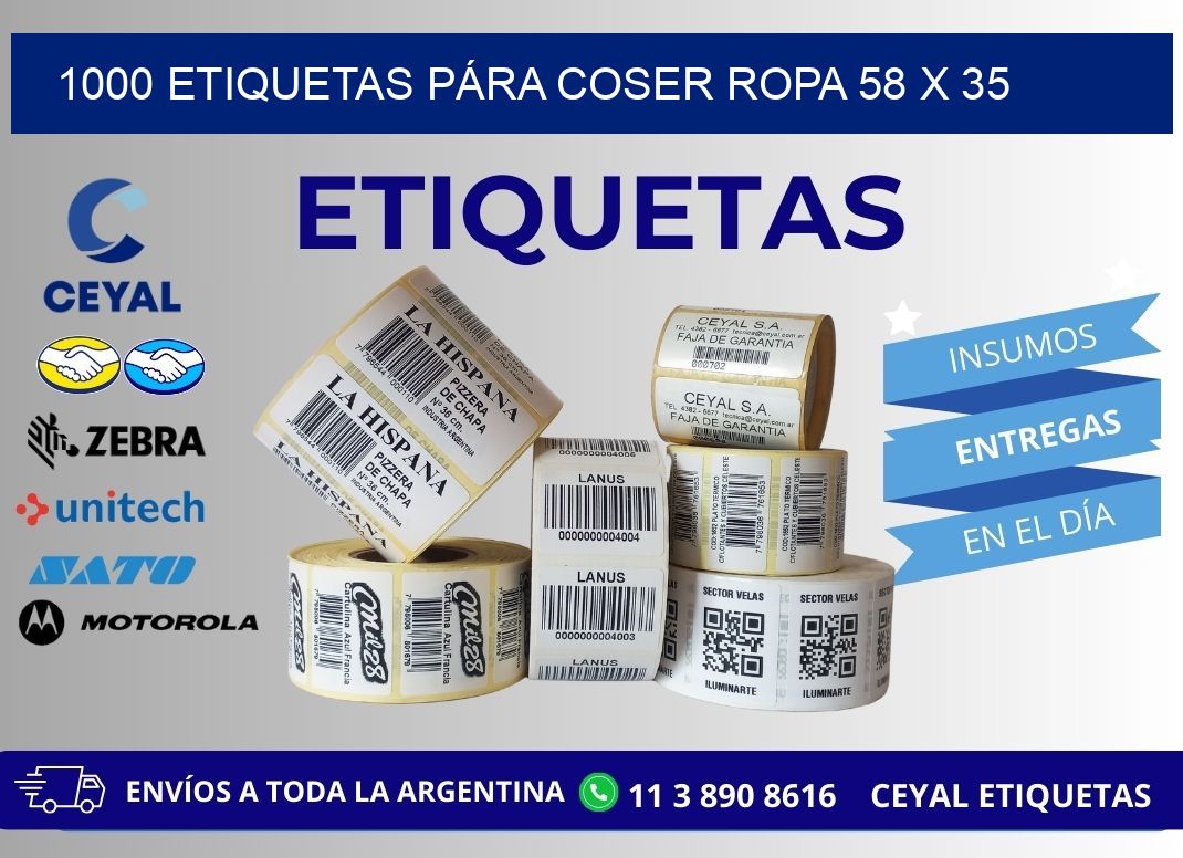 1000 ETIQUETAS PÁRA COSER ROPA 58 x 35