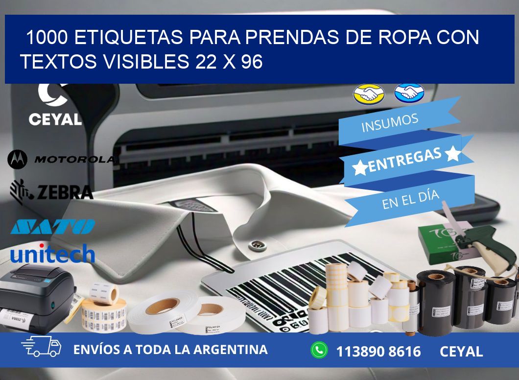 1000 ETIQUETAS PARA PRENDAS DE ROPA CON TEXTOS VISIBLES 22 x 96