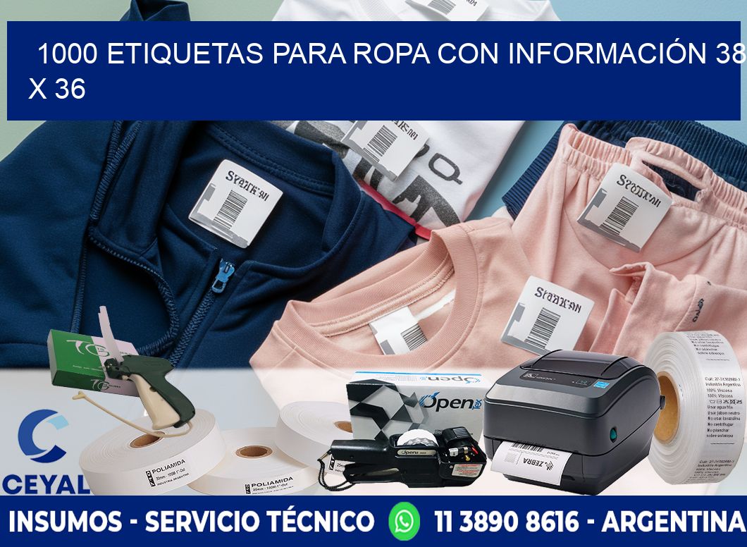 1000 ETIQUETAS PARA ROPA CON INFORMACIÓN 38 x 36