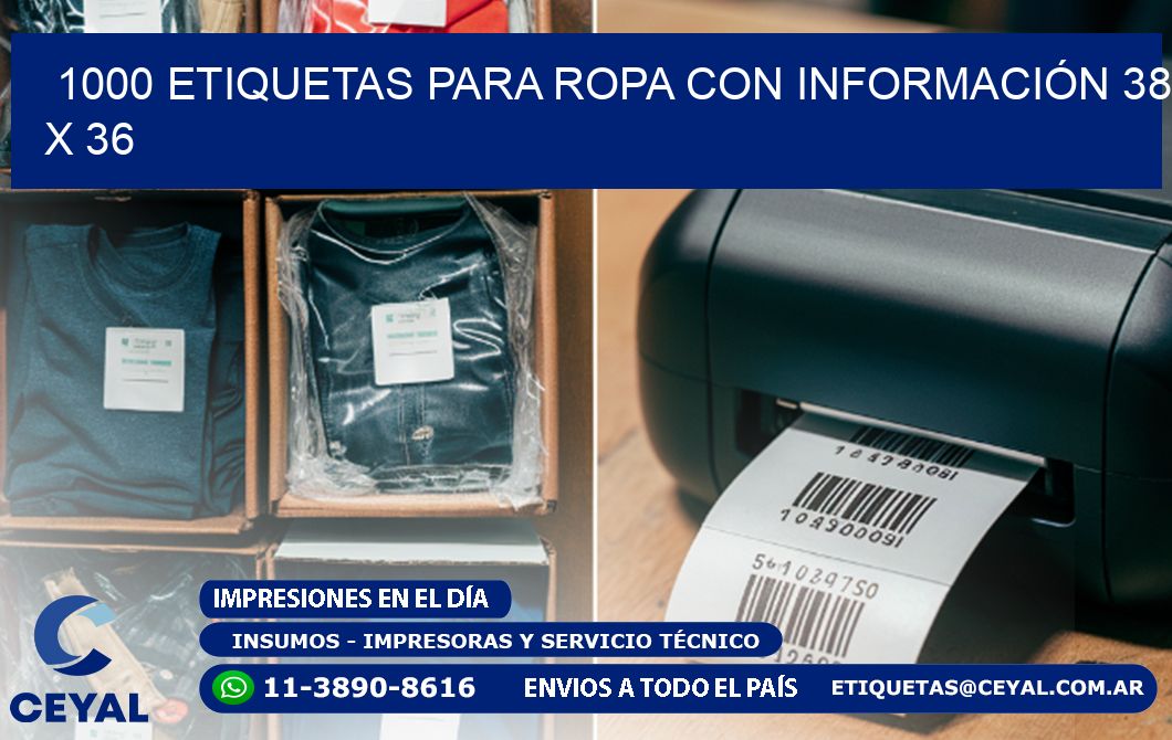 1000 ETIQUETAS PARA ROPA CON INFORMACIÓN 38 x 36