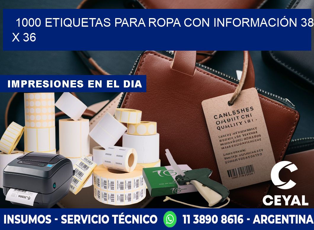 1000 ETIQUETAS PARA ROPA CON INFORMACIÓN 38 x 36