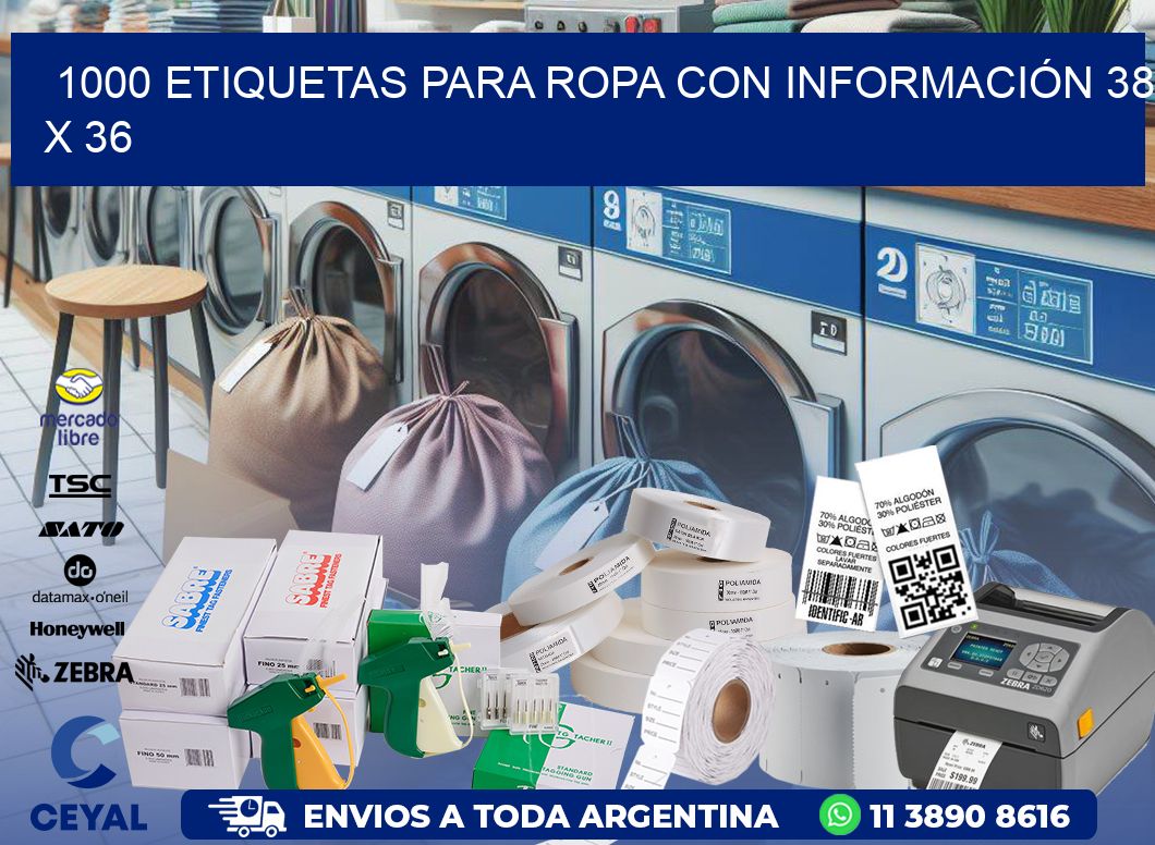 1000 ETIQUETAS PARA ROPA CON INFORMACIÓN 38 x 36