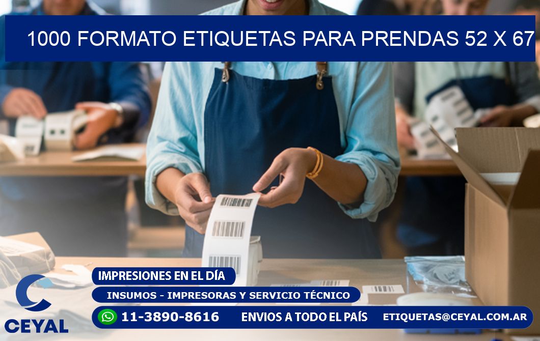 1000 FORMATO ETIQUETAS PARA PRENDAS 52 x 67