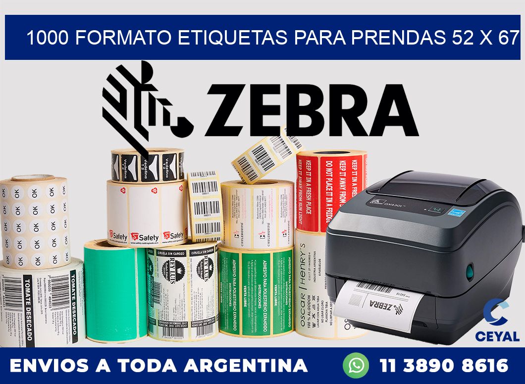 1000 FORMATO ETIQUETAS PARA PRENDAS 52 x 67