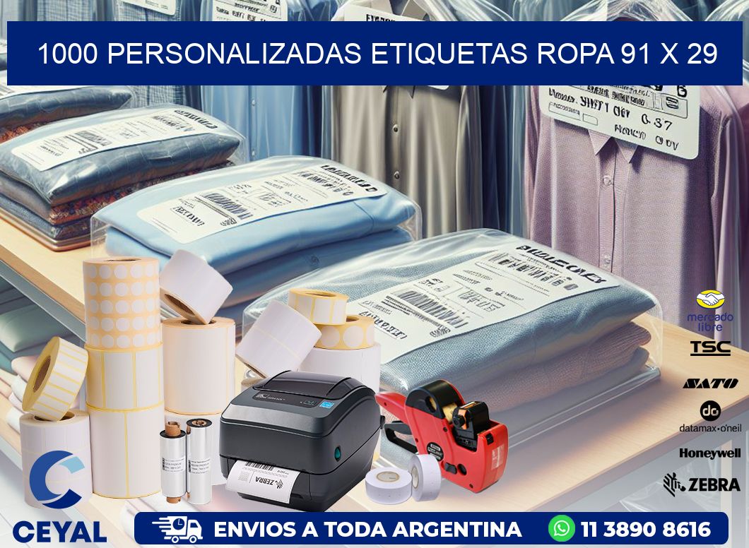 1000 PERSONALIZADAS ETIQUETAS ROPA 91 x 29
